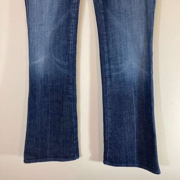 7 For All Manklind Jeans Flared Leg Lightly Distressed "A Pockets" SZ 29 (US 8) - Picture 3 of 14